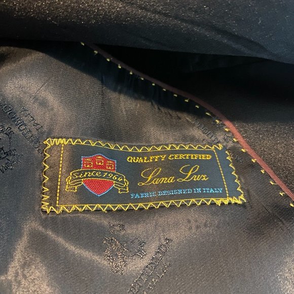 ProntoMODA Men 38L Tuxedo Suit Jacket Satin Lapel Black 2 Button Long 100% Wool - Picture 11 of 14